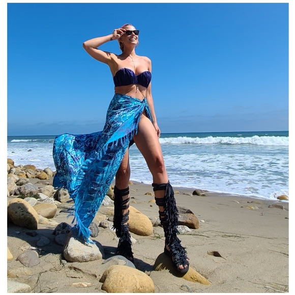 JEFFREY CAMPBELL 💦 blue suede gladiator sz 8 - Picture 2 of 8